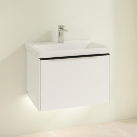 Тумба под раковину Villeroy & Boch Subway 3.0 62,2х42,9 см ДСП/алюминий чистый белый/черный вулкан C575L1VF