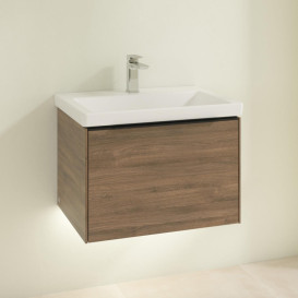 Тумба під раковину Villeroy & Boch Subway 3.0 62,2х42,9 см ДСП/алюміній дуб аризона/чорний вулкан C575L1VH