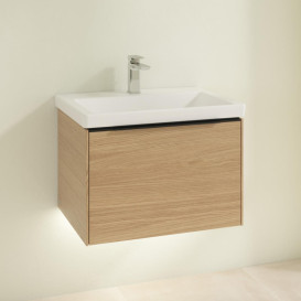 Тумба під раковину Villeroy & Boch Subway 3.0 62,2х42,9 см ДСП/алюміній дуб північний/чорний вулкан C575L1VJ