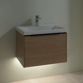 Тумба під раковину Villeroy & Boch Subway 3.0 62,2х42,9 см ДСП/алюміній дуб північний/чорний вулкан C575L1VJ