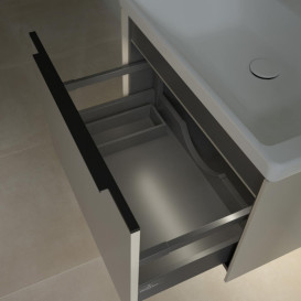 Тумба під раковину Villeroy & Boch Subway 3.0 62,2х42,9 см ДСП/алюміній сірий кашемір/чорний вулкан C575L1VN