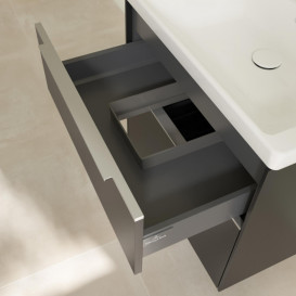 Тумба под раковину Villeroy & Boch Subway 3.0 62,2х57,6 см ДСП/алюминий черный вулкан C576L0VL