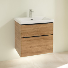 Тумба під раковину Villeroy & Boch Subway 3.0 62,2х57,6 см ДСП/алюміній дуб канзас/чорний вулкан C576L1RH