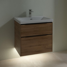 Тумба під раковину Villeroy & Boch Subway 3.0 62,2х57,6 см ДСП/алюміній дуб канзас/чорний вулкан C576L1RH