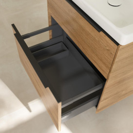 Тумба під раковину Villeroy & Boch Subway 3.0 62,2х57,6 см ДСП/алюміній дуб канзас/чорний вулкан C576L1RH