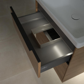 Тумба під раковину Villeroy & Boch Subway 3.0 62,2х57,6 см ДСП/алюміній дуб канзас/чорний вулкан C576L1RH