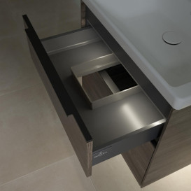 Тумба под раковину Villeroy & Boch Subway 3.0 62,2х57,6 см ДСП/алюминий дуб каменный/черный вулкан  C576L1RK