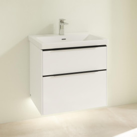 Тумба под раковину Villeroy & Boch Subway 3.0 62,2х57,6 см ДСП/алюминий белый бриллиант/черный вулкан C576L1VE