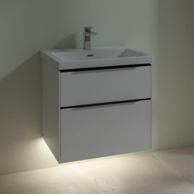 Тумба под раковину Villeroy & Boch Subway 3.0 62,2х57,6 см ДСП/алюминий белый бриллиант/черный вулкан C576L1VE