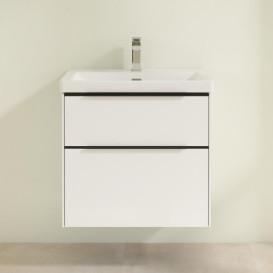 Тумба под раковину Villeroy & Boch Subway 3.0 62,2х57,6 см ДСП/алюминий белый бриллиант/черный вулкан C576L1VE