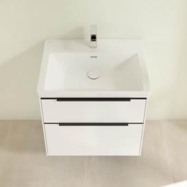 Тумба под раковину Villeroy & Boch Subway 3.0 62,2х57,6 см ДСП/алюминий белый бриллиант/черный вулкан C576L1VE