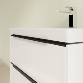 Тумба под раковину Villeroy & Boch Subway 3.0 62,2х57,6 см ДСП/алюминий белый бриллиант/черный вулкан C576L1VE