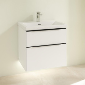 Тумба под раковину Villeroy & Boch Subway 3.0 62,2х57,6 см ДСП/алюминий чистый белый/черный вулкан C576L1VF