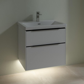 Тумба под раковину Villeroy & Boch Subway 3.0 62,2х57,6 см ДСП/алюминий чистый белый/черный вулкан C576L1VF