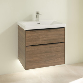 Тумба під раковину Villeroy & Boch Subway 3.0 62,2х57,6 см ДСП/алюміній дуб аризона/чорний вулкан C576L1VH