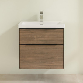 Тумба під раковину Villeroy & Boch Subway 3.0 62,2х57,6 см ДСП/алюміній дуб аризона/чорний вулкан C576L1VH