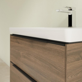 Тумба під раковину Villeroy & Boch Subway 3.0 62,2х57,6 см ДСП/алюміній дуб аризона/чорний вулкан C576L1VH