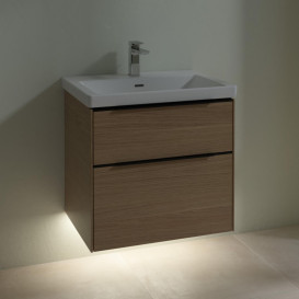 Тумба під раковину Villeroy & Boch Subway 3.0 62,2х57,6 см ДСП/алюміній дуб північний/чорний вулкан C576L1VJ