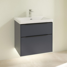 Тумба под раковину Villeroy & Boch Subway 3.0 62,2х57,6 см ДСП/алюминий морской синий/черный вулкан C576L1VQ