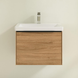 Тумба под раковину Villeroy & Boch Subway 3.0 57,2х42,9 см ДСП/алюминий дуб канзас/черный вулкан C577L1RH