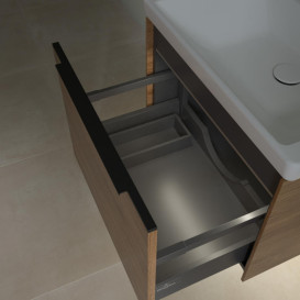 Тумба под раковину Villeroy & Boch Subway 3.0 57,2х42,9 см ДСП/алюминий дуб канзас/черный вулкан C577L1RH