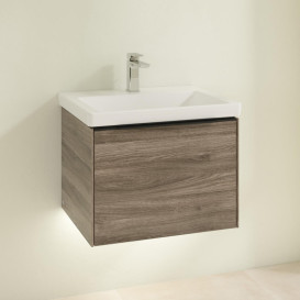 Тумба під раковину Villeroy & Boch Subway 3.0 57,2х42,9 см ДСП/алюміній дуб кам'яний/чорний вулкан C577L1RK