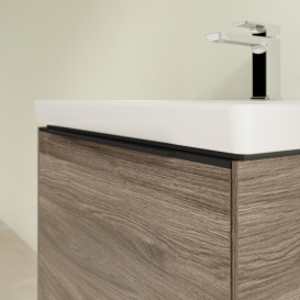 Тумба під раковину Villeroy & Boch Subway 3.0 57,2х42,9 см ДСП/алюміній дуб кам'яний/чорний вулкан C577L1RK