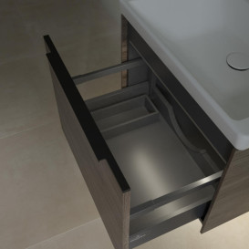 Тумба під раковину Villeroy & Boch Subway 3.0 57,2х42,9 см ДСП/алюміній дуб кам'яний/чорний вулкан C577L1RK