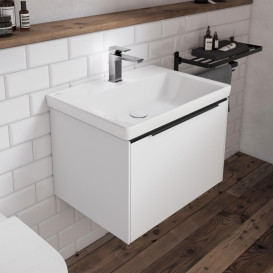 Тумба под раковину Villeroy & Boch Subway 3.0 57,2х42,9 см ДСП/алюминий белый бриллиант/черный вулкан C577L1VE