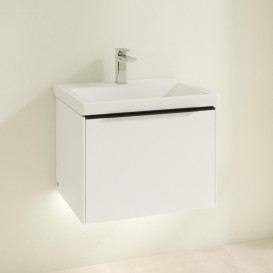 Тумба под раковину Villeroy & Boch Subway 3.0 57,2х42,9 см ДСП/алюминий белый бриллиант/черный вулкан C577L1VE