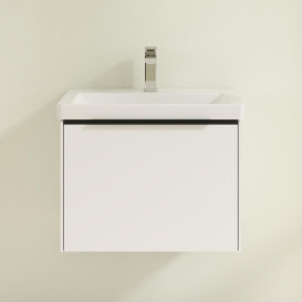 Тумба под раковину Villeroy & Boch Subway 3.0 57,2х42,9 см ДСП/алюминий белый бриллиант/черный вулкан C577L1VE