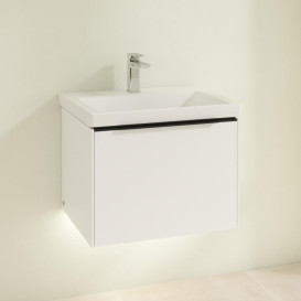 Тумба под раковину Villeroy & Boch Subway 3.0 57,2х42,9 см ДСП/алюминий чистый белый/черный вулкан C577L1VF