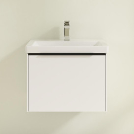 Тумба под раковину Villeroy & Boch Subway 3.0 57,2х42,9 см ДСП/алюминий чистый белый/черный вулкан C577L1VF