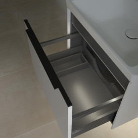 Тумба под раковину Villeroy & Boch Subway 3.0 57,2х42,9 см ДСП/алюминий чистый белый/черный вулкан C577L1VF