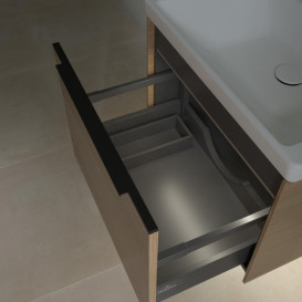 Тумба під раковину Villeroy & Boch Subway 3.0 57,2х42,9 см ДСП/алюміній дуб північний/чорний вулкан C577L1VJ