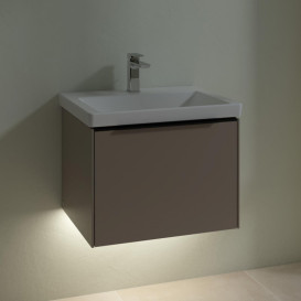 Тумба под раковину Villeroy & Boch Subway 3.0 57,2х42,9 см ДСП/алюминий тауп/черный вулкан C577L1VM