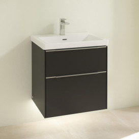 Тумба под раковину Villeroy & Boch Subway 3.0 57,2х57,6 см ДСП/алюминий черный вулкан C578L0VL