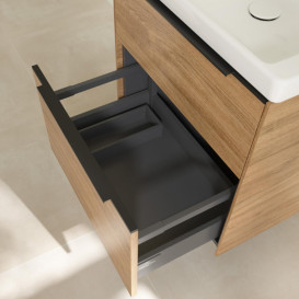 Тумба під раковину Villeroy & Boch Subway 3.0 57,2х57,6 см ДСП/алюміній дуб канзас/чорний вулкан C578L1RH