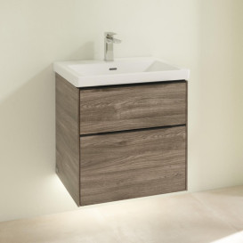 Тумба під раковину Villeroy & Boch Subway 3.0 57,2х57,6 см ДСП/алюміній дуб кам'яний/чорний вулкан C578L1RK