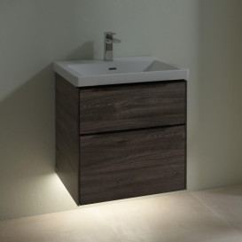 Тумба під раковину Villeroy & Boch Subway 3.0 57,2х57,6 см ДСП/алюміній дуб кам'яний/чорний вулкан C578L1RK