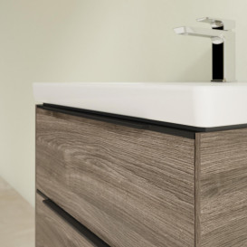 Тумба під раковину Villeroy & Boch Subway 3.0 57,2х57,6 см ДСП/алюміній дуб кам'яний/чорний вулкан C578L1RK
