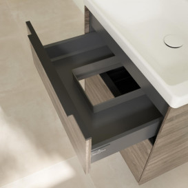 Тумба під раковину Villeroy & Boch Subway 3.0 57,2х57,6 см ДСП/алюміній дуб кам'яний/чорний вулкан C578L1RK