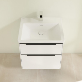 Тумба під раковину Villeroy & Boch Subway 3.0 57,2х57,6 см ДСП/алюміній білий діамант/чорний вулкан C578L1VE