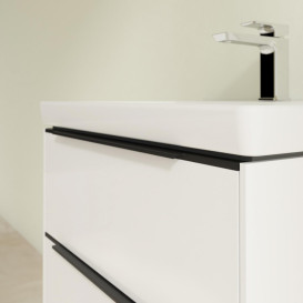 Тумба під раковину Villeroy & Boch Subway 3.0 57,2х57,6 см ДСП/алюміній білий діамант/чорний вулкан C578L1VE