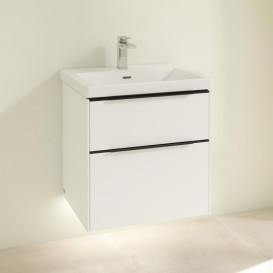 Тумба під раковину Villeroy & Boch Subway 3.0 57,2х57,6 см ДСП/алюміній чистий білий/чорний вулкан C578L1VF