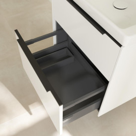 Тумба під раковину Villeroy & Boch Subway 3.0 57,2х57,6 см ДСП/алюміній чистий білий/чорний вулкан C578L1VF