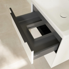 Тумба під раковину Villeroy & Boch Subway 3.0 57,2х57,6 см ДСП/алюміній чистий білий/чорний вулкан C578L1VF