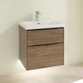 Тумба под раковину Villeroy & Boch Subway 3.0 57,2х57,6 см ДСП/алюминий дуб аризона/черный вулкан C578L1VH