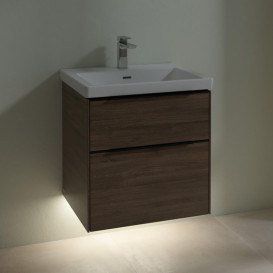 Тумба под раковину Villeroy & Boch Subway 3.0 57,2х57,6 см ДСП/алюминий дуб аризона/черный вулкан C578L1VH