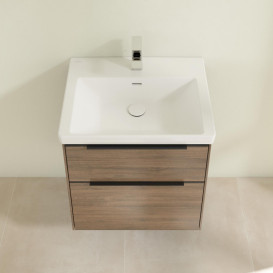 Тумба под раковину Villeroy & Boch Subway 3.0 57,2х57,6 см ДСП/алюминий дуб аризона/черный вулкан C578L1VH